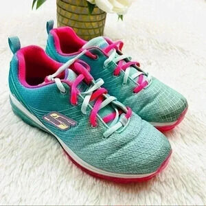 Sketchers Child Sketch Air Deluxe Turquoise/ Pink Mesh Running Sneaker Size 5